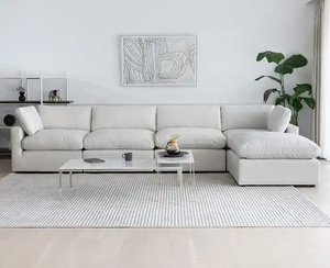 European Genuine Leather Chesterfield L-Shaped Sofa