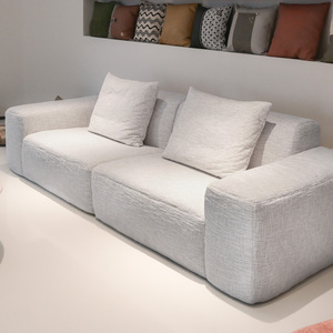 Wholesale Comfortable Compressed Pink Sectional Sofa Set Fabric Living Room Furniture for Villa Apartment Workshop Packaging