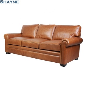 High Point Exhibitor OEM Antique Genuine Leather Chesterfield