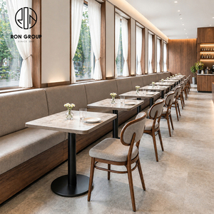 Ron Group Modern Restaurant Commercial Upholstered Booth Seating Square Table Set Fabric Chair With Wood Frame Hotel Furniture
