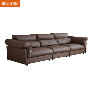 Minimalist Three Seat Genuine Leather Chesterfield Sofa