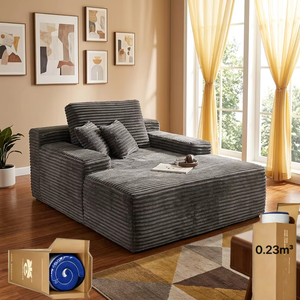 ATUNUS Nordic Apartment Living Room Corduroy Tufted Modular Lounge Recliner Sofa Bed