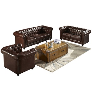 American Style PU Leather Chesterfield Sofa Set