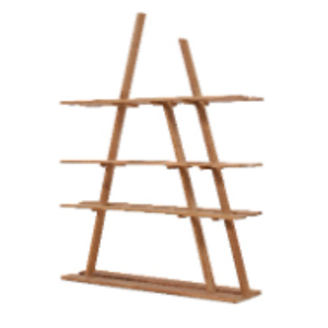 Indonesian Style Triangular Teak Wood Frame Bookshelf