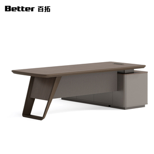 Fancy Wooden Commercial Furniture Office Table L Shaped Modern Large Computer Boss Desk With Drawer Storage