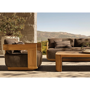 Luxury Hotel Villa Garden Sofa Set Patio Couch Thick Cushion Weather Resistant Teak Outdoor Furniture Set